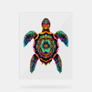 Tortue de mer Mandala Oeuvre d'art animal marin Bo