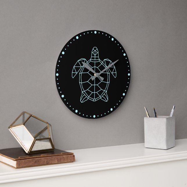 Tortue de mer Neon Grande horloge (Bureau)