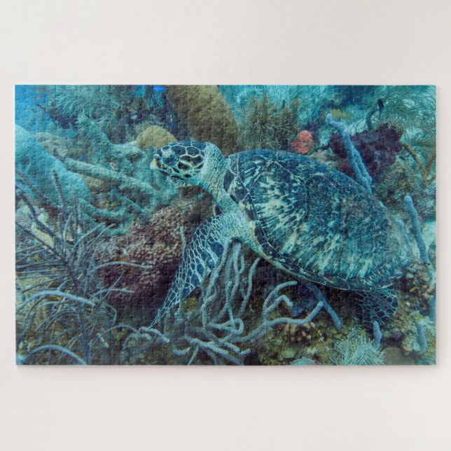 Tortue de mer sur Coral Reef Jigsaw Puzzle (Horizontal)