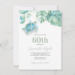 Tortue de mer tropicale Invitation d'anniversaire 
