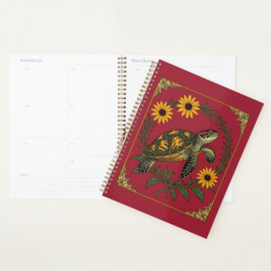 Tortue Diamant et Fleurs de Susan aux Yeux Noirs