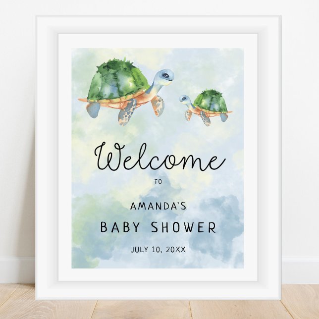 Tortue marine - Affiche de bienvenue Baby shower (Créateur téléchargé)