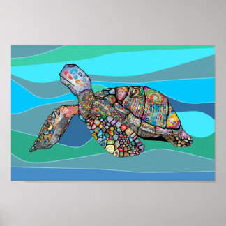 Tortue marine artistique 12 x 8 Poster