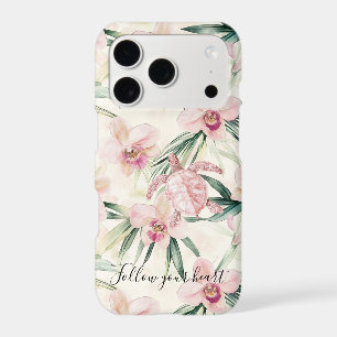 Tortue marine florale à rayures de crème rose blus