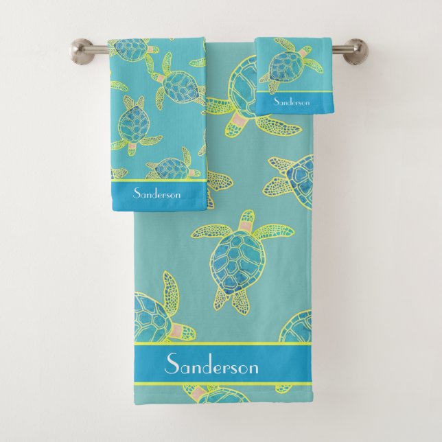 Tortue marine marine sur mesure Bain bleu Turquois (En situation)