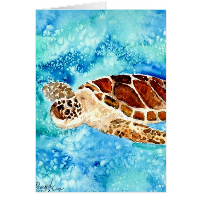 tortue marine vie marine aquarelle peinture (Devant)