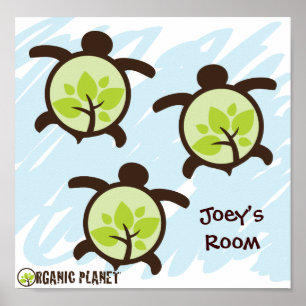 Tortue Planète biologique Posters personnalisés
