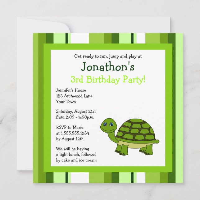 Tortue ravissante avec Invitation d'anniversaire S (Devant)