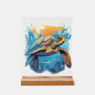 Tortue sous-marine sereine
