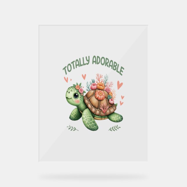 Tortue totalement adorable avec corail (Recto)