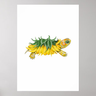 Tortue Tournesol – Impression d'art botanique fant