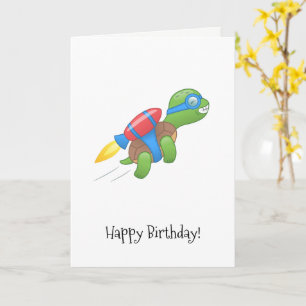 Tortue volante avec une carte d'anniversaire Red J