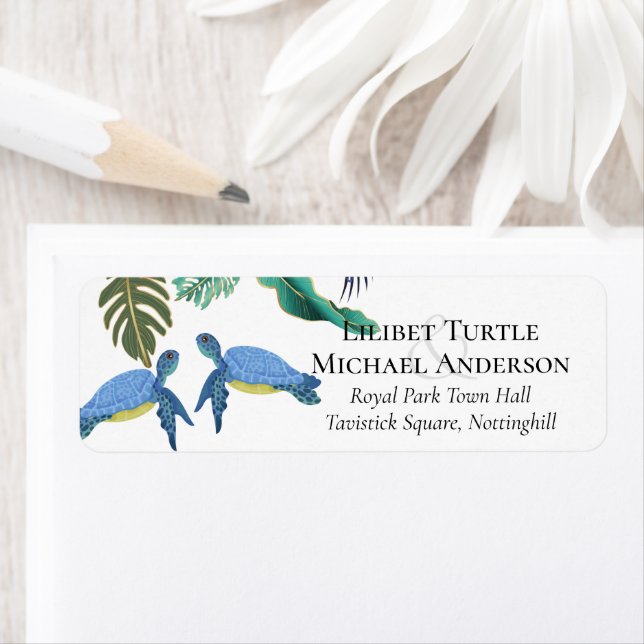 Tortues de mer Mariage bleu jaune (En situation)