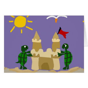 Tortues drôles de bébé construisant le château