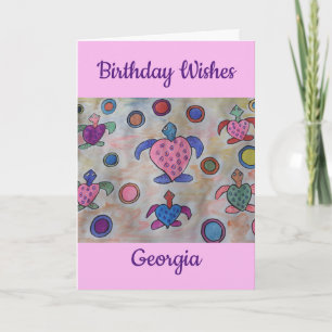 Tortues et cercles Carte d'anniversaire