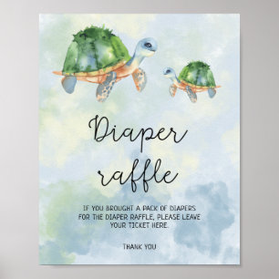 Tortues marines - Affiche de tombola de couches