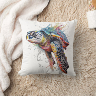 Tortuga marina multicolor throw pillow