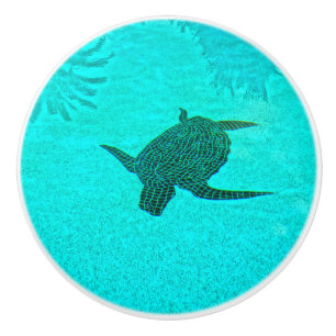 Tortuga Turtle Mosaic on Sanibel Island Florida Ceramic Knob