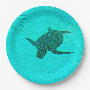 Tortuga Turtle Mosaic on Sanibel Island Florida Paper Plate