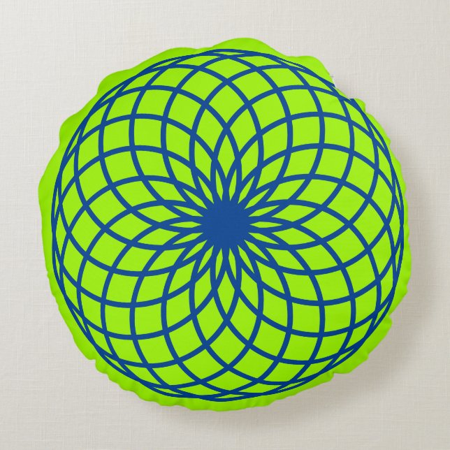 Torus bleu sur la chaux Coussin de méditation vert (Dos)