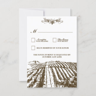 Toscan Winery Rustic Vineyard Wedding Cartes RSVP