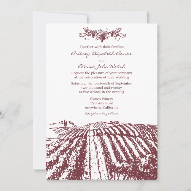 Toscane Vin Vineyard Wedding Invitations (Devant)