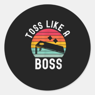 Toss Like A Boss Bean Bag Player Funny Cornhole Classic Round Sticker