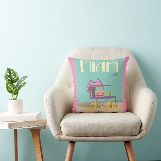 Toss Pillow Miami Florida Beach Home Decor (Chair)
