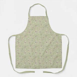 Tossed Blossoms on Olive Green - seamless pattern. Apron