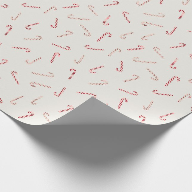 Tossed Candy Canes red and White Modern Christmas Wrapping Paper (Corner)
