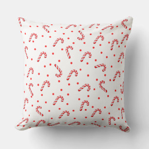 Tossed Candy Canes Throw Pillow
