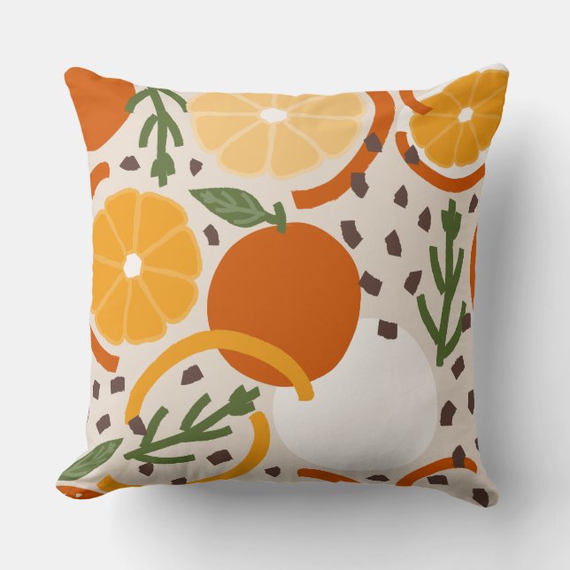 Tossed Citrus & Confetti Accent Retro Kitchen Throw Pillow (Front)