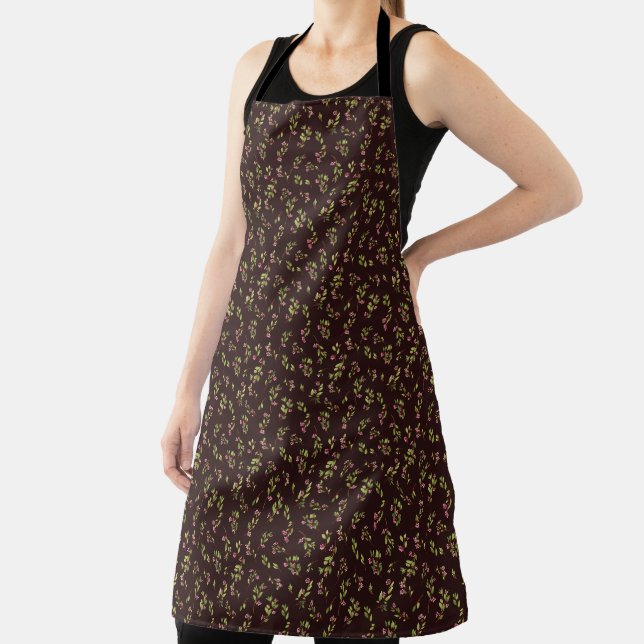 Tossed Floral Wildflowers on Chocolate Brown Apron (Insitu)
