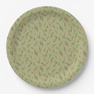 Tossed Floral Wildflowers on Pistachio Green Paper Plate