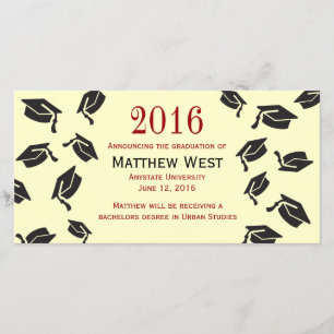 Tossed Graduation Caps Announcement - Red