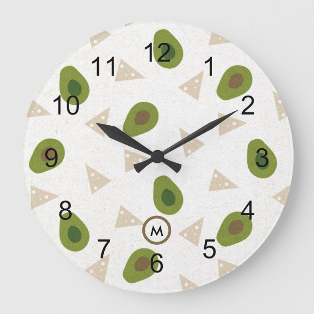 Tossed Green Avocados Wall Clock (Front)