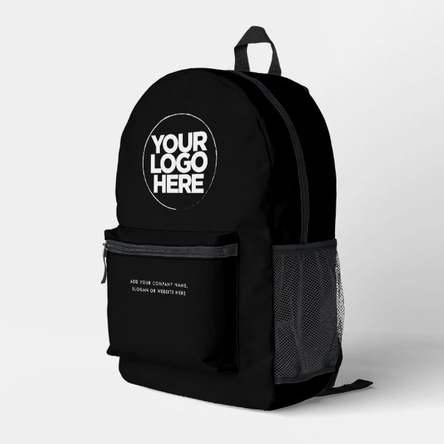 Total black | Personalized Corporate Logo and Text Printed Backpack (Back Corner Right)
