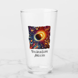 Total Eclipse 2024 Retro Groovy 60's 70's vibe Glass