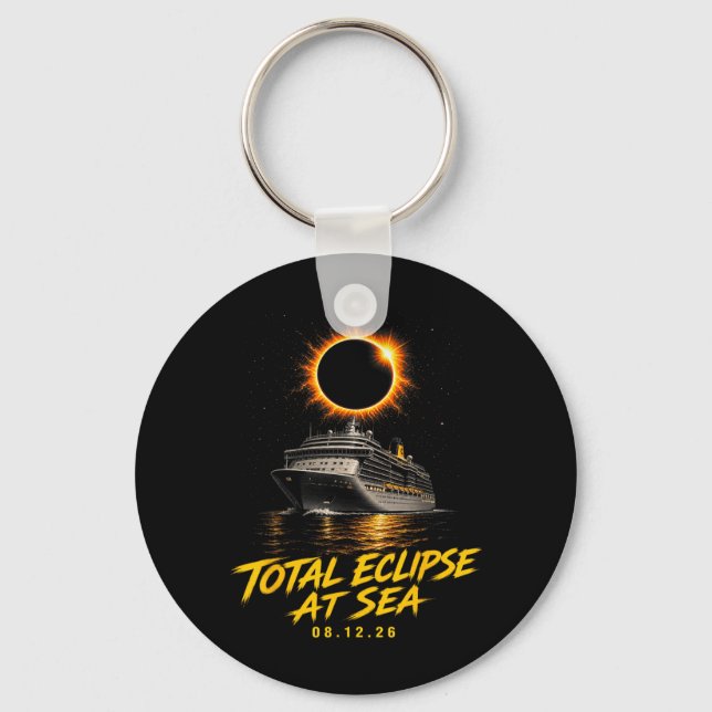 Total Eclipse At Sea 08 12 26 Solar Totality Keychain (Front)