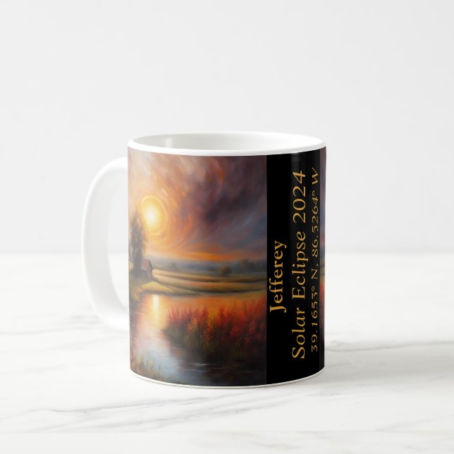Total Eclipse of The Sun GPS Farmland Creek Name Coffee Mug (Front Left)