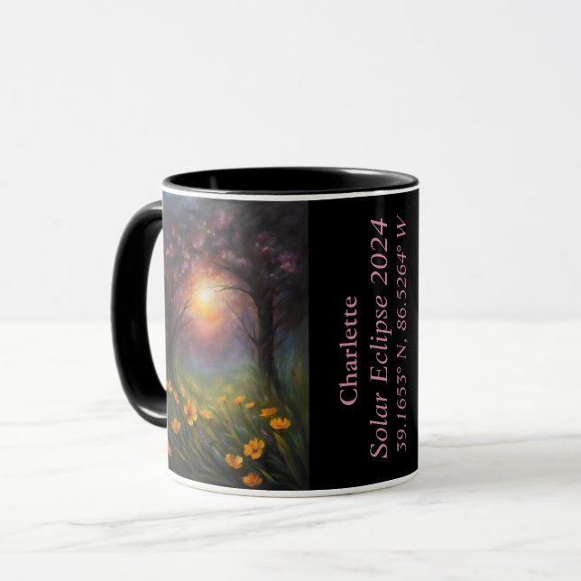 Total Eclipse of The Sun GPS Spring Dogwood Name Mug (Front Left)