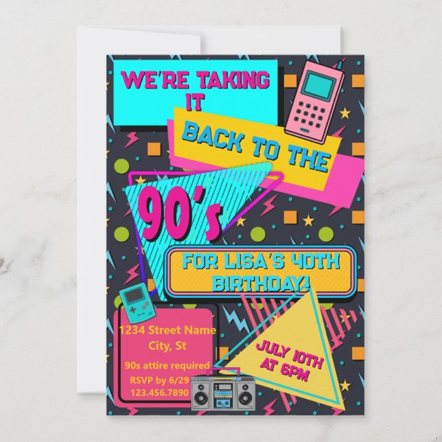 Total Rad 80s / 90s Invitation de fête à thème (Devant)