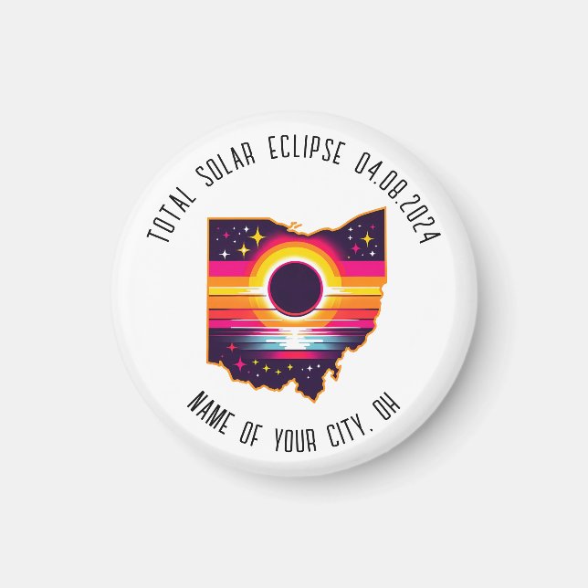 Total Solar Eclipse 0408 2024 Ohio Custom City Magnet (Front)