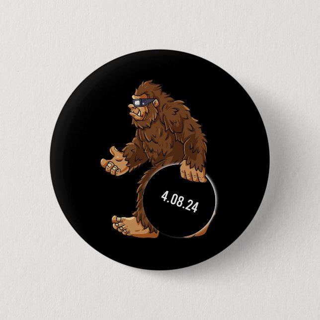 Total Solar Eclipse 04.08.2024 Bigfoot Fun Boys Gi 2 Inch Round Button (Front)