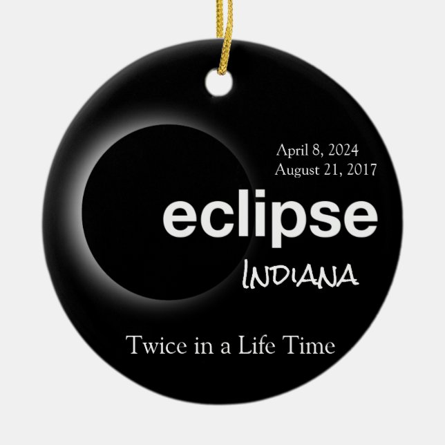 Total Solar Eclipse 2017 2024 - Indiana Ceramic Ornament (Front)