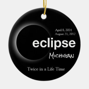 Total Solar Eclipse 2017 2024 - Michigan Ceramic Ornament