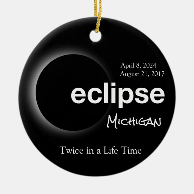 Total Solar Eclipse 2017 2024 - Michigan Ceramic Ornament (Front)