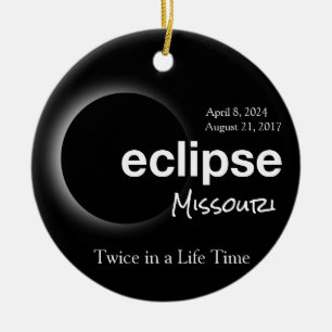 Total Solar Eclipse 2017 2024 - Missouri Ceramic Ornament