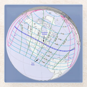 Total Solar Eclipse 2017 Global Path Glass Coaster