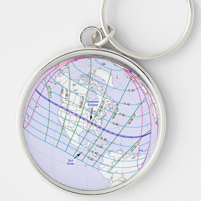 Total Solar Eclipse 2017 Global Path Keychain (Front)